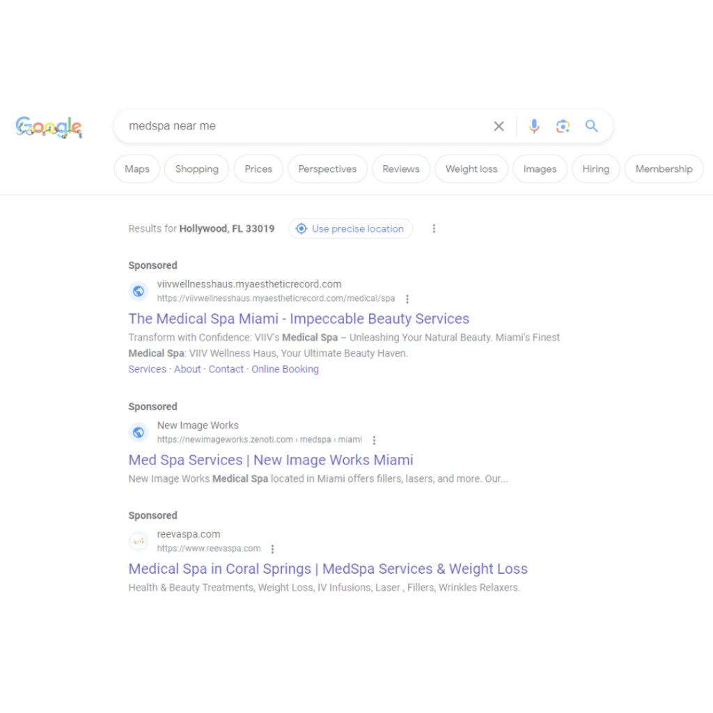 med spa Google search